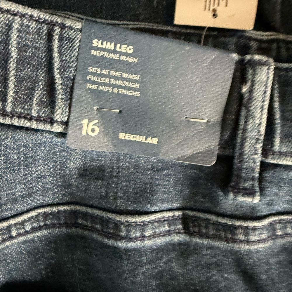 J Jill Women's Jeans Blue Denim Fit Slim Ankle Zip Button Stretch Size 16 - Picture 9 of 10